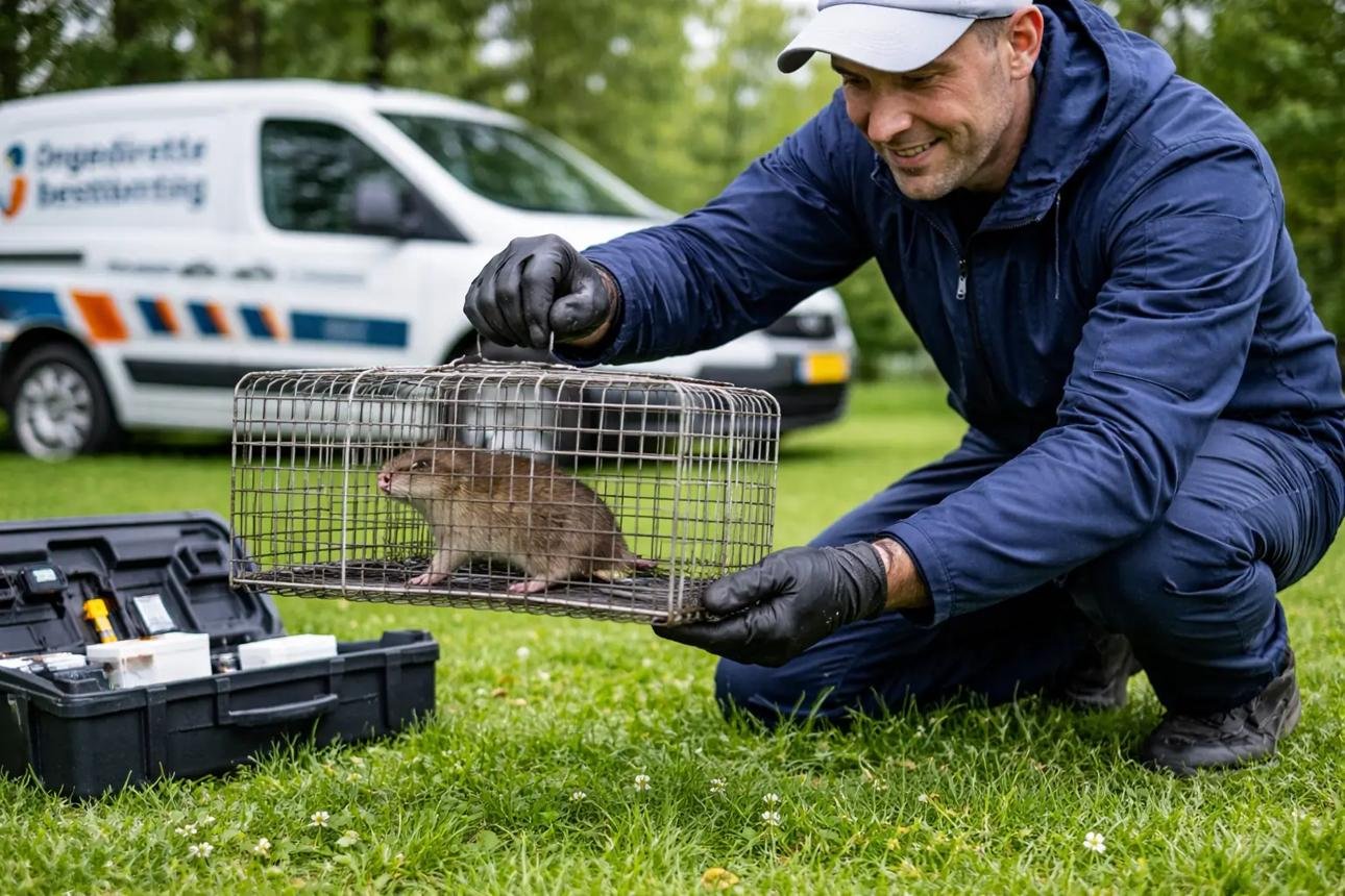 Pest control expert working at a customer site